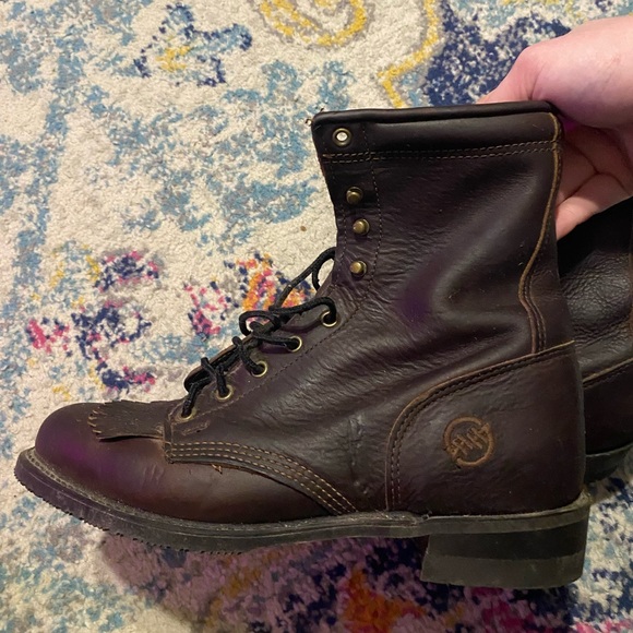 Double H women’s leather lace up boots size 8.5US - Picture 1 of 4